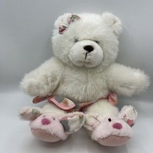 Summit Collection Bear Stuffed bunny slippers tropical print diaper Vintage